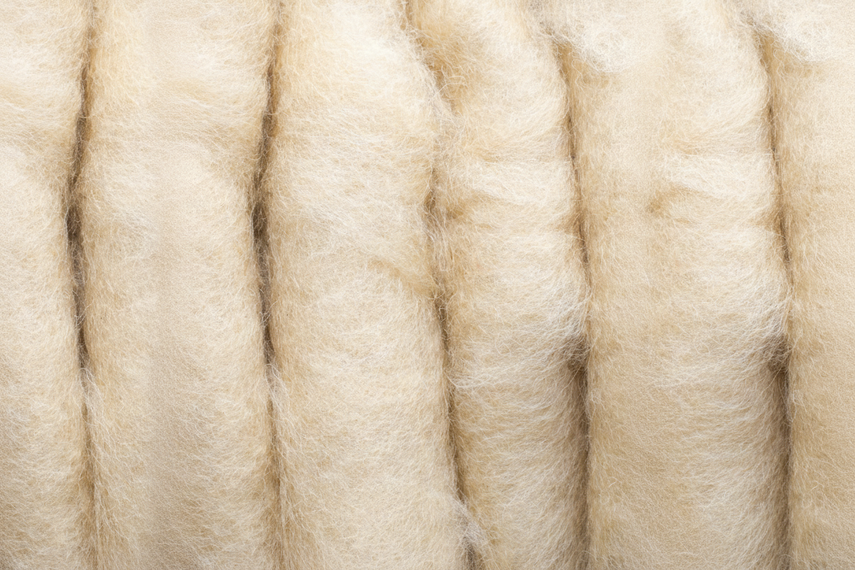 Close-up of beige wool fibers